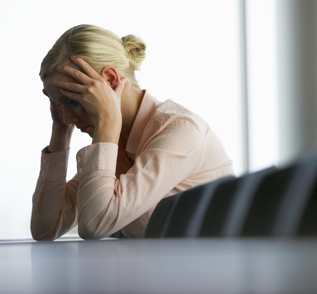 Stressed Businesswoman Psychological Harassment