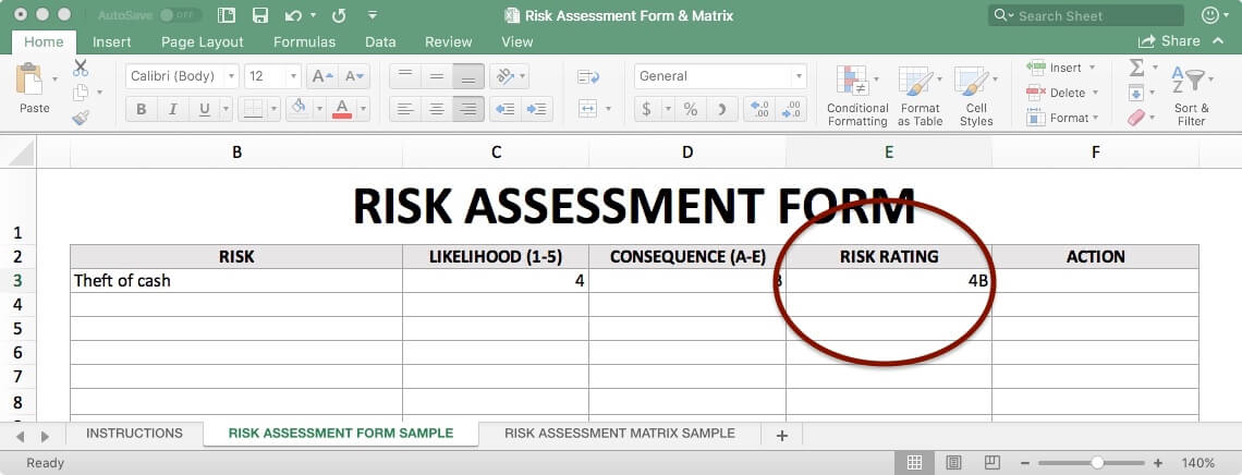 Risk Assessment Form - Risk Rating